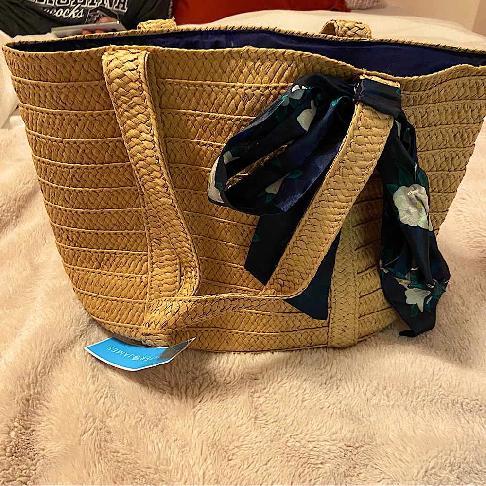 Draper James Everyday Straw Bag with floral scarf